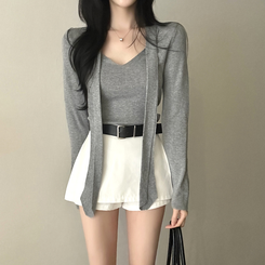 【タイ付き】ロイヤルVネックニット(5color) GREY