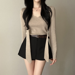 【タイ付き】ロイヤルVネックニット(5color) BEIGE