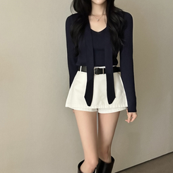 【タイ付き】ロイヤルVネックニット(5color) NAVY