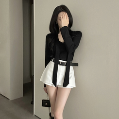 【タイ付き】ロイヤルVネックニット(5color) BLACK