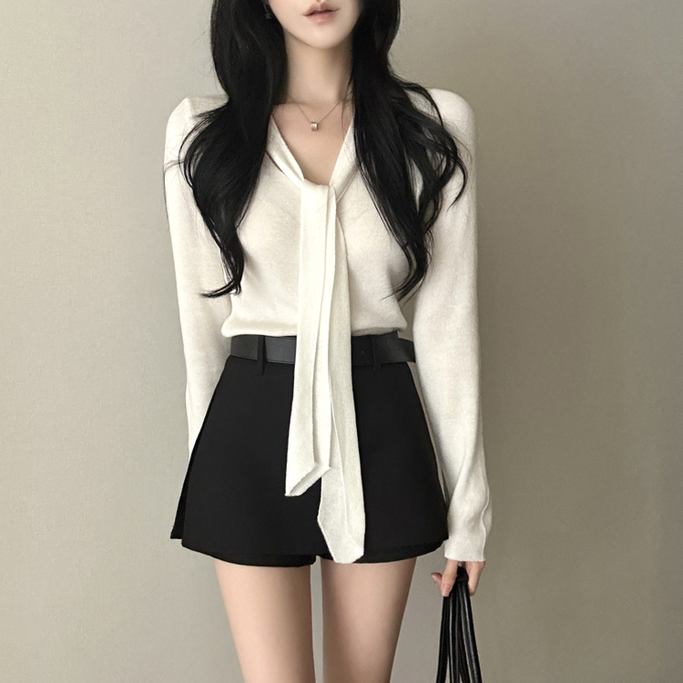 【タイ付き】ロイヤルVネックニット(5color) IVORY