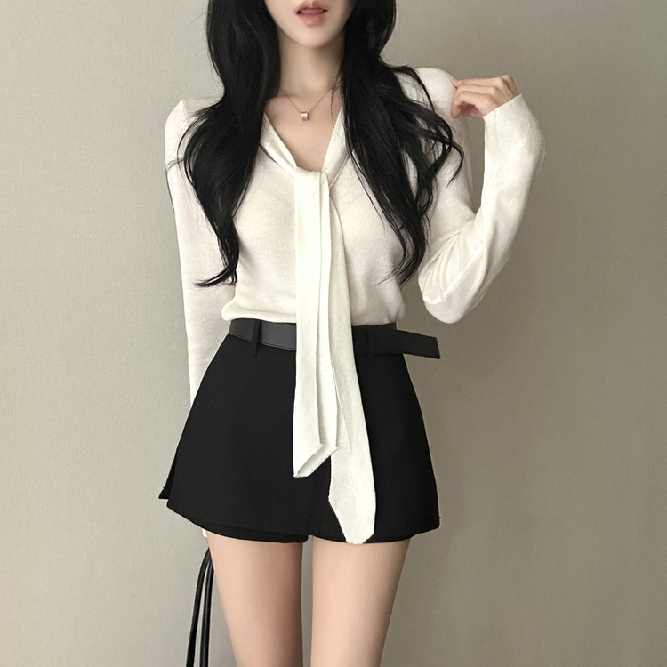 【タイ付き】ロイヤルVネックニット(5color) IVORY