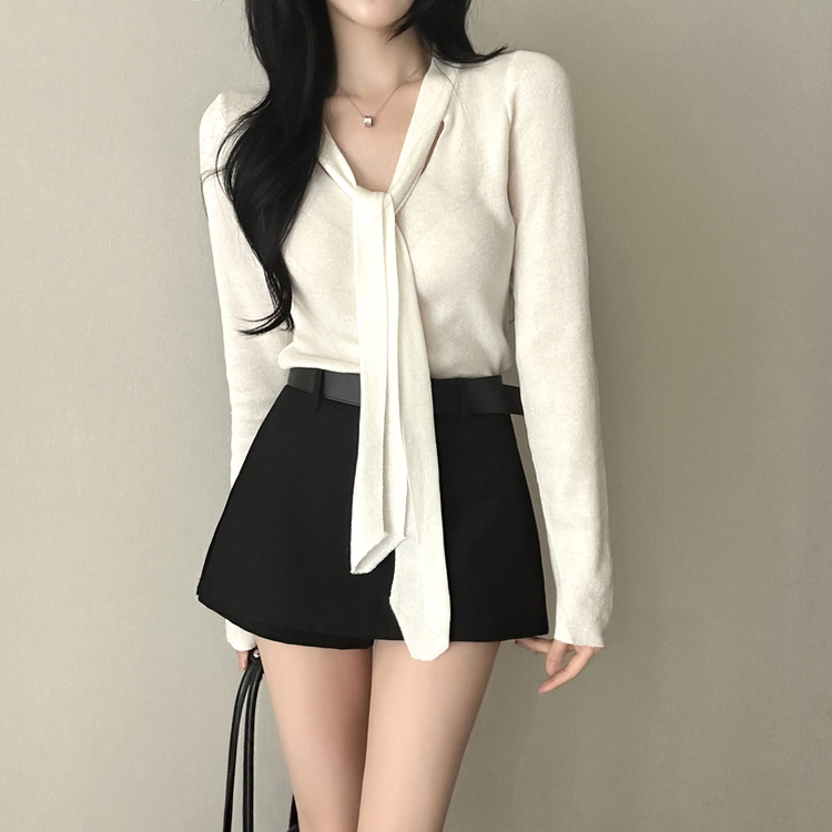 【タイ付き】ロイヤルVネックニット(5color) IVORY