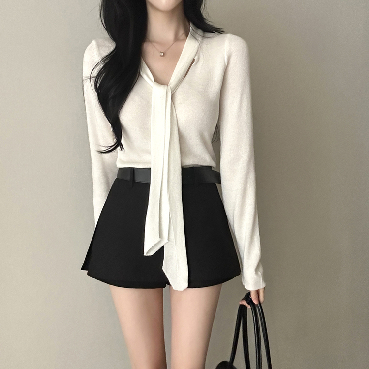 【タイ付き】ロイヤルVネックニット(5color) IVORY