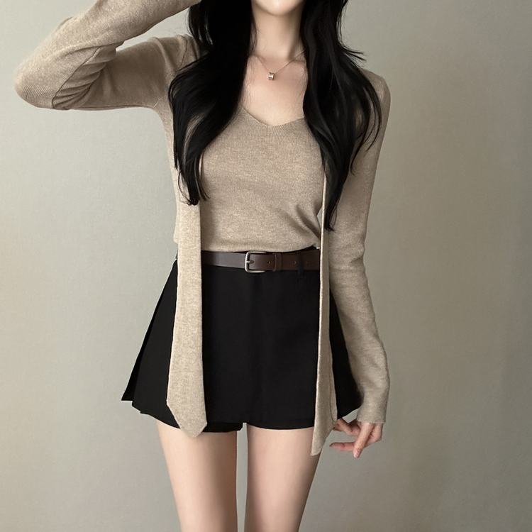 【タイ付き】ロイヤルVネックニット(5color) BEIGE