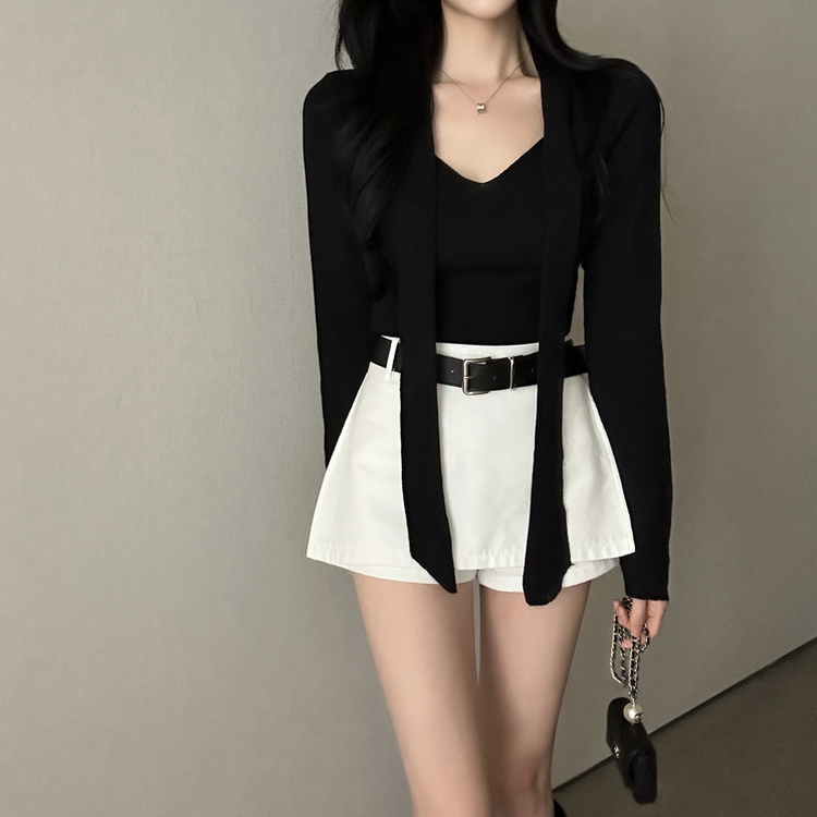 【タイ付き】ロイヤルVネックニット(5color) BLACK