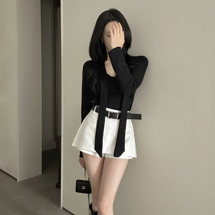 【タイ付き】ロイヤルVネックニット(5color) BLACK