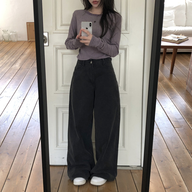 ストライプバイカラー長袖Tシャツ PURPLE