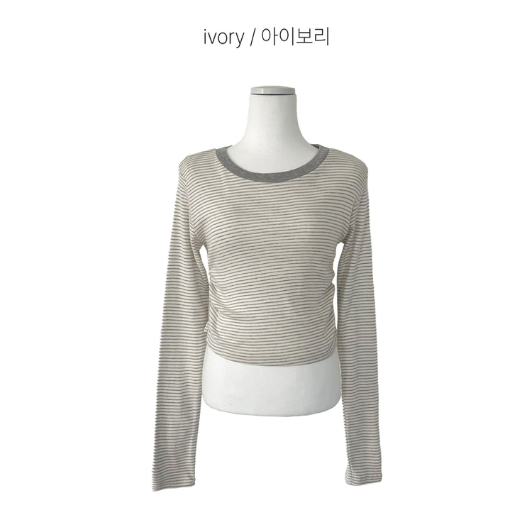 ストライプバイカラー長袖Tシャツ