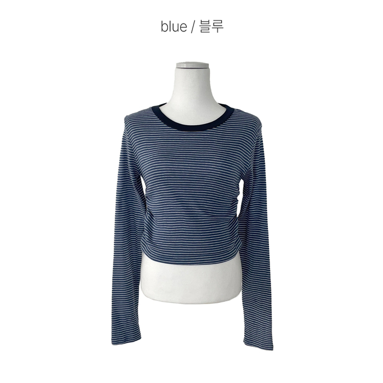 ストライプバイカラー長袖Tシャツ