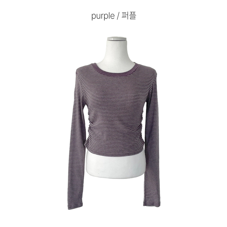 ストライプバイカラー長袖Tシャツ