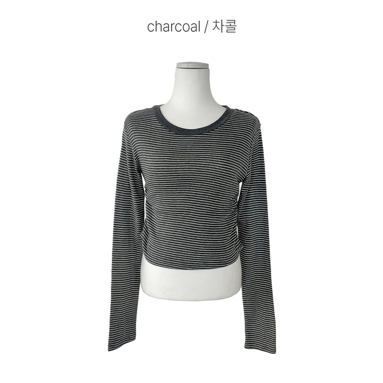 ストライプバイカラー長袖Tシャツ