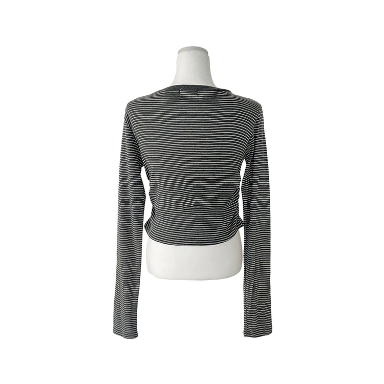 ストライプバイカラー長袖Tシャツ