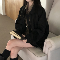 スエードルーズカラージャケット BLACK