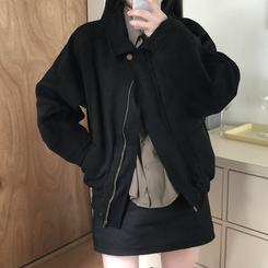 スエードルーズカラージャケット BLACK