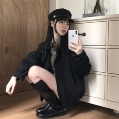 スエードルーズカラージャケット BLACK