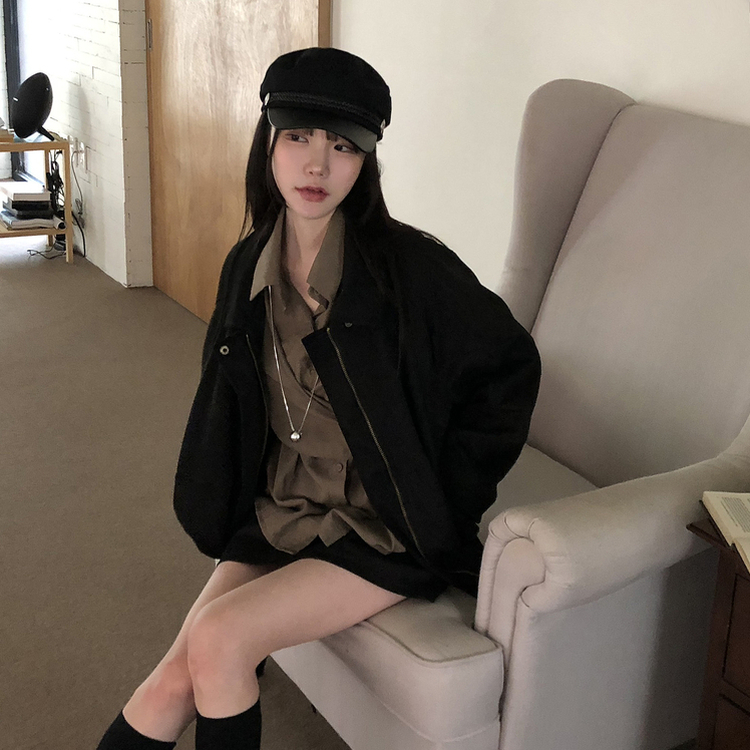 スエードルーズカラージャケット BLACK