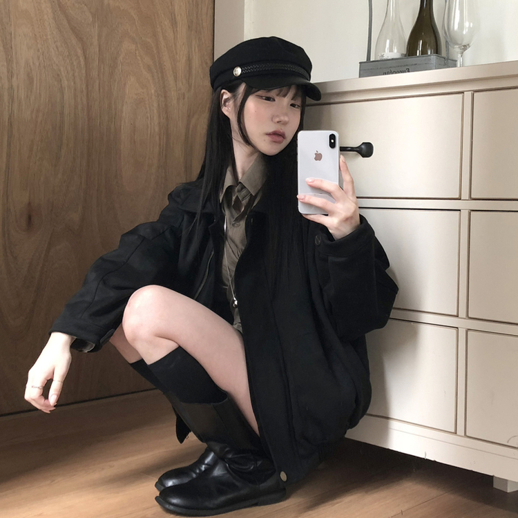 スエードルーズカラージャケット BLACK