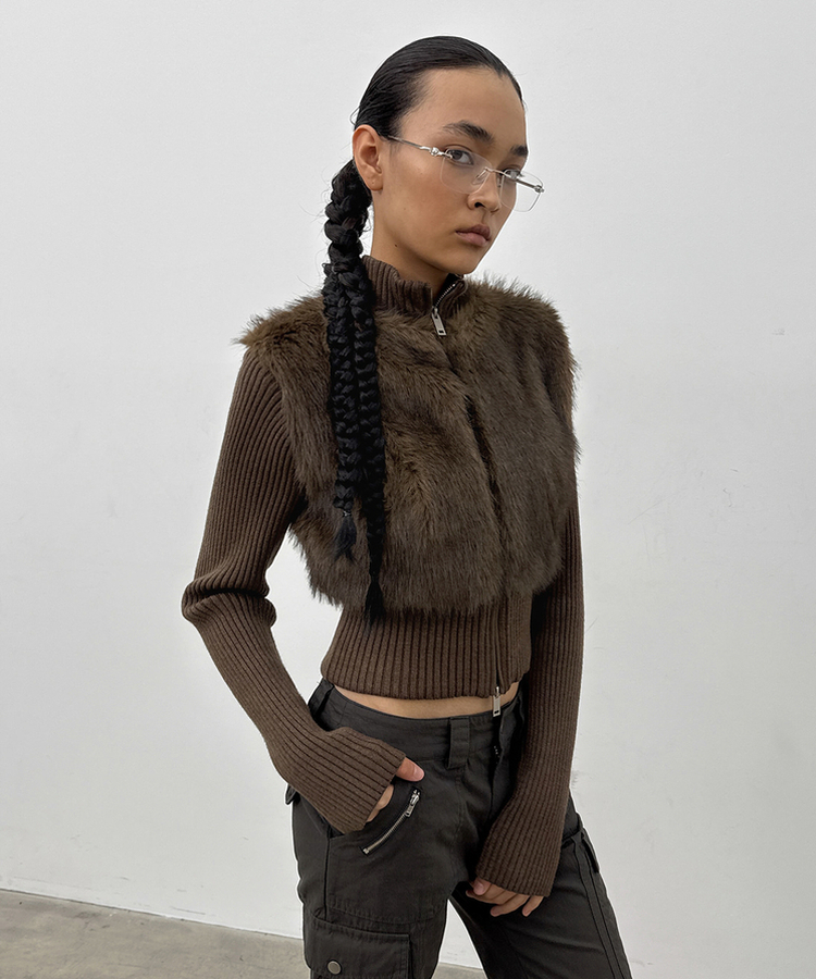 ファーニットジップアップ｜ジャンパー｜韓国ファッション通販 SONA