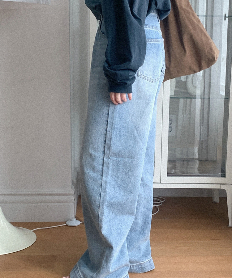ツーランワイドジーンズ MID DENIM