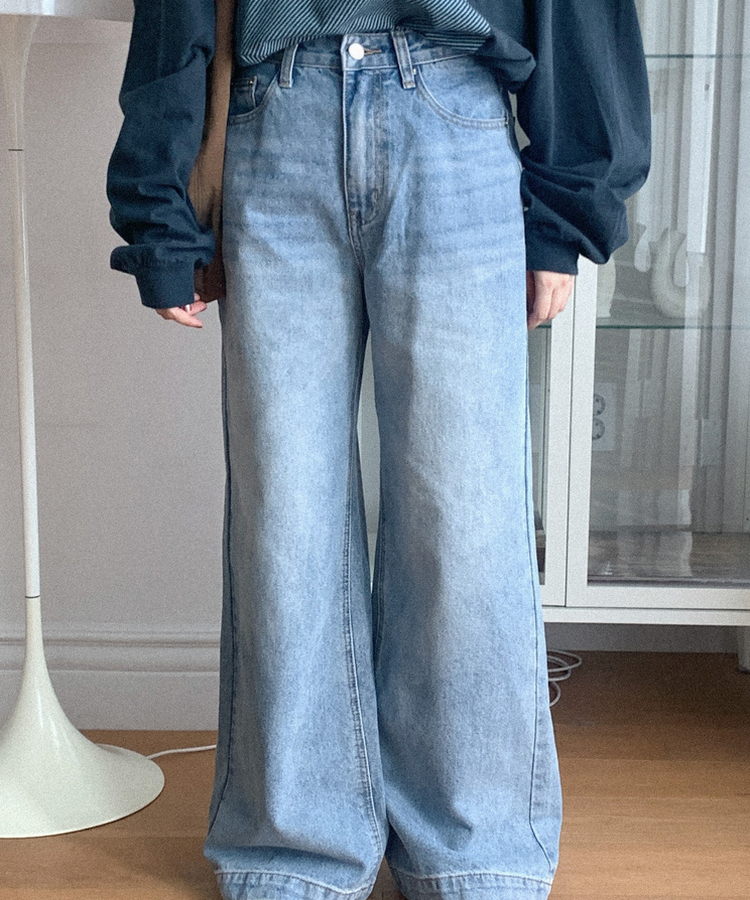 ツーランワイドジーンズ MID DENIM