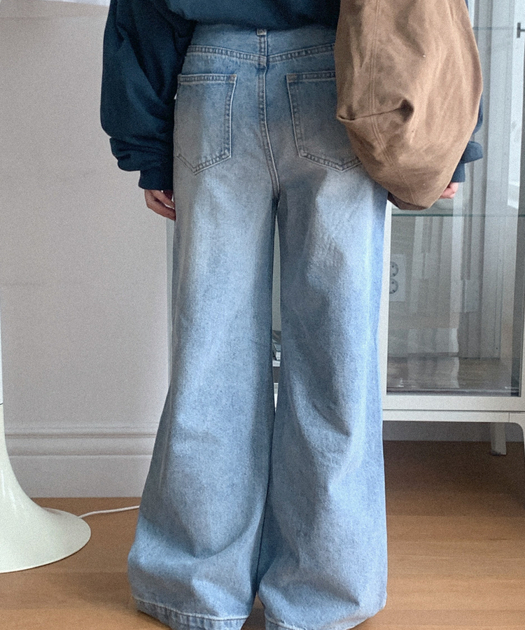 ツーランワイドジーンズ MID DENIM