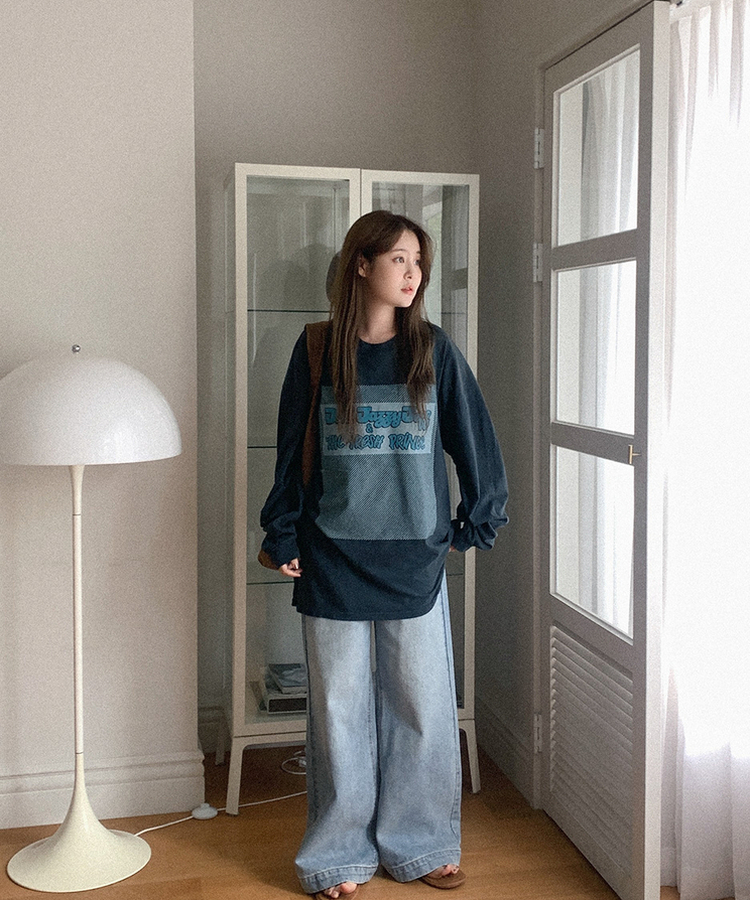 ツーランワイドジーンズ MID DENIM