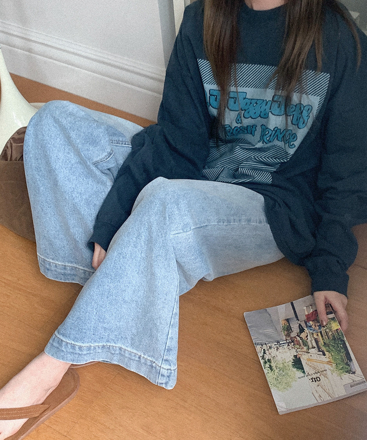 ツーランワイドジーンズ MID DENIM