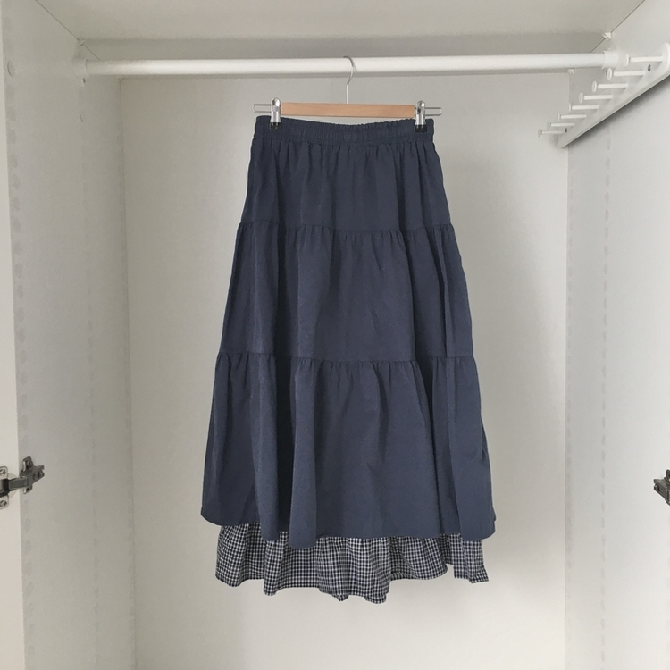 하이디 밑단 체크 레이어드 3단 캉캉 빈티지 롱스커트 보헤미안 모리걸