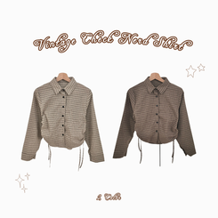 너드 빈티지 5kg 옆셔링 허리 사이드 리본 긴팔 체크셔츠 남방