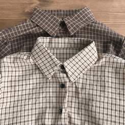 너드 빈티지 5kg 옆셔링 허리 사이드 리본 긴팔 체크셔츠 남방