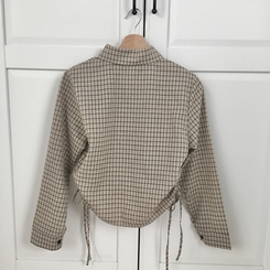 너드 빈티지 5kg 옆셔링 허리 사이드 리본 긴팔 체크셔츠 남방