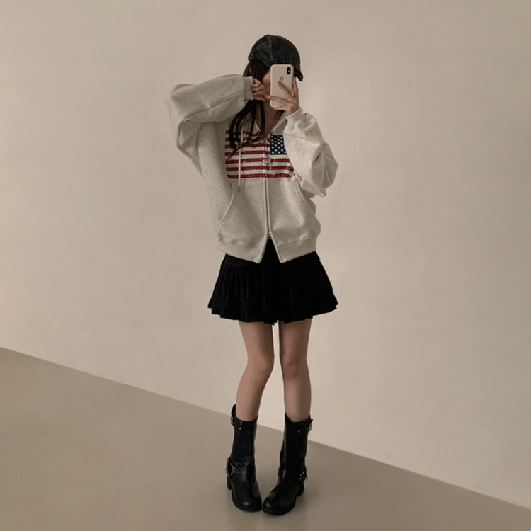 あいぷぅ アメリカンフードジップアップ(5color)｜ジャンパー｜韓国