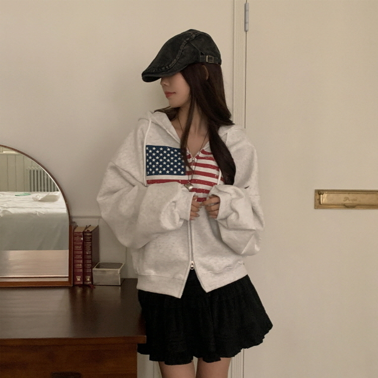 アメリカンフードジップアップ(5color)｜ジャンパー｜韓国
