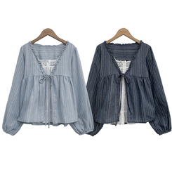 レースレイヤードフリルブラウス