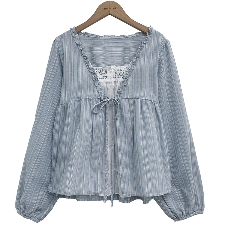 レースレイヤードフリルブラウス