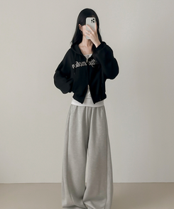 刺繍フードジップアップ(5color) BLACK