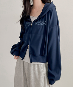 刺繍フードジップアップ(5color) NAVY