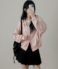 刺繍フードジップアップ(5color) PINK