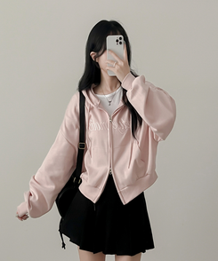 刺繍フードジップアップ(5color) PINK