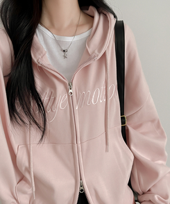 刺繍フードジップアップ(5color) PINK