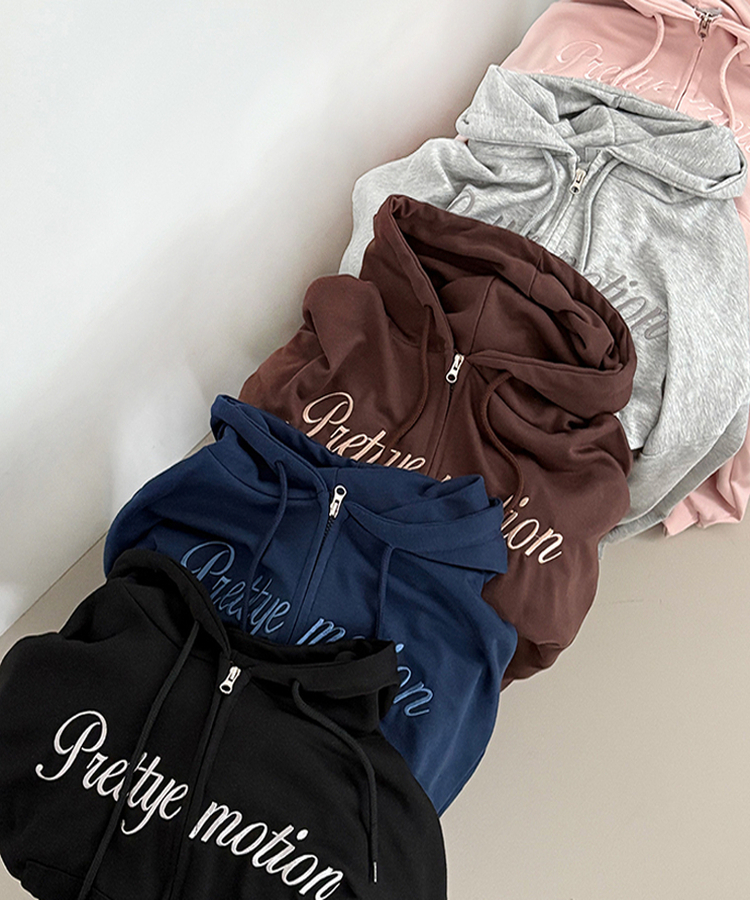 刺繍フードジップアップ(5color)