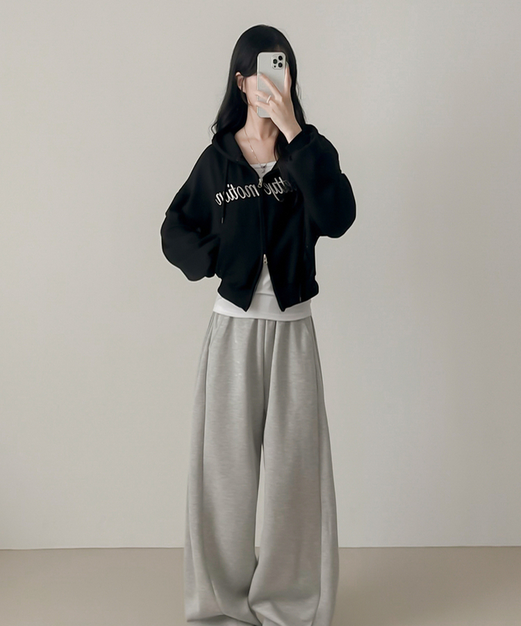 刺繍フードジップアップ(5color) BLACK