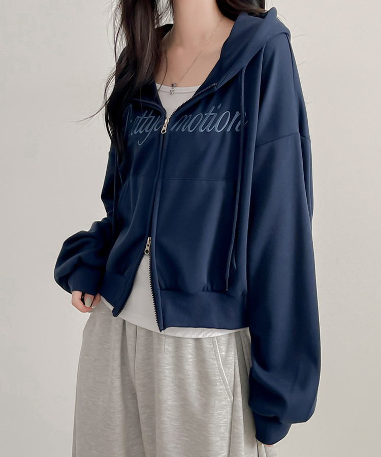 刺繍フードジップアップ(5color) NAVY