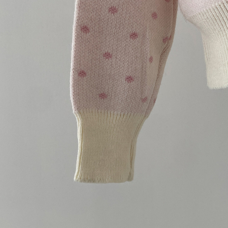 애플 도트 라운드넥 니트 가디건