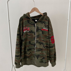 밀리언 밀리터리 카모 루즈핏 후드 집업