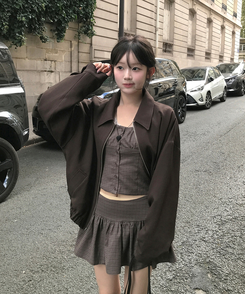 ブラウンジップアップジャケット｜ジャケット｜韓国ファッション通販 SONA