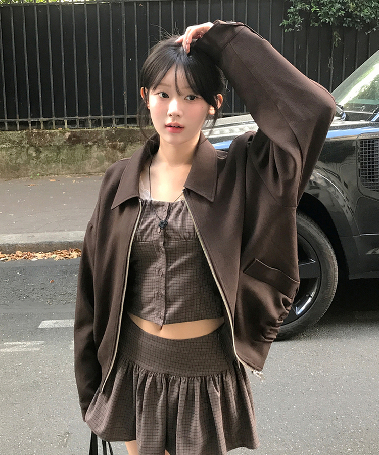 ブラウンジップアップジャケット｜ジャケット｜韓国ファッション通販 SONA