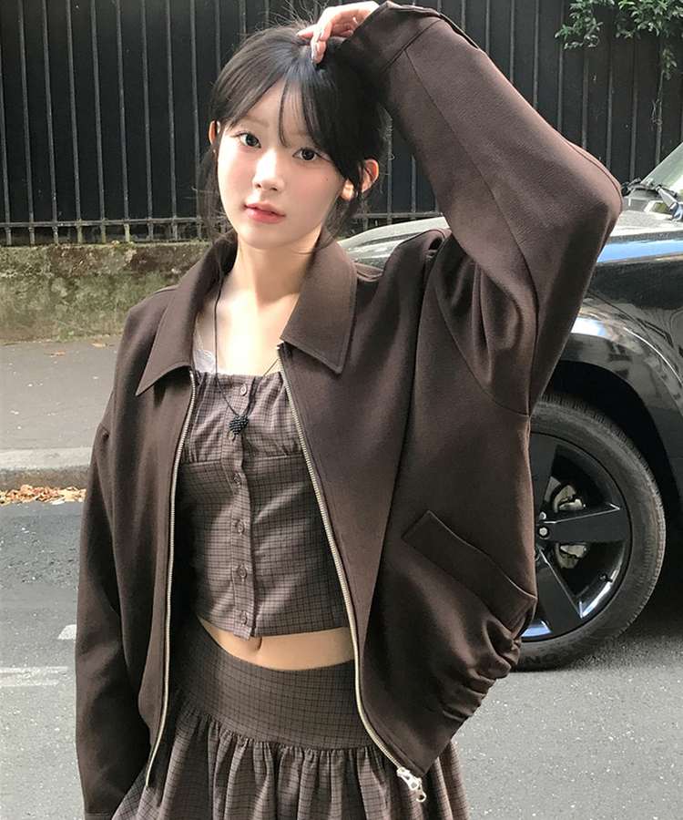 ブラウンジップアップジャケット｜ジャケット｜韓国ファッション通販 SONA