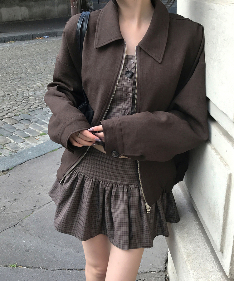 ブラウンジップアップジャケット｜ジャケット｜韓国ファッション通販 SONA